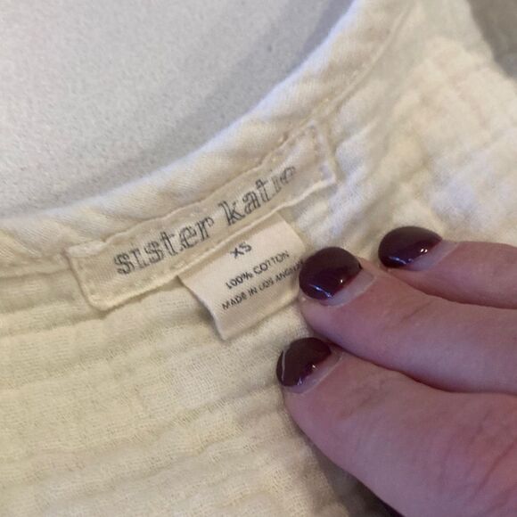 Sister Katie 100% Organic Cotton Gauze Cream Sally Button Front Shirt XS - Picture 4 of 7